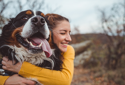 Young Woman with Friendly Dog