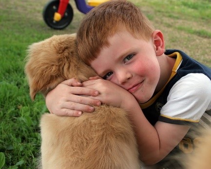 child and dog