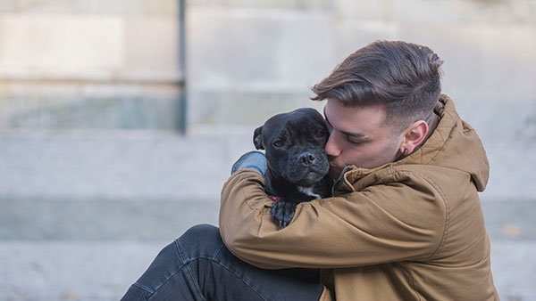 teenager with dog